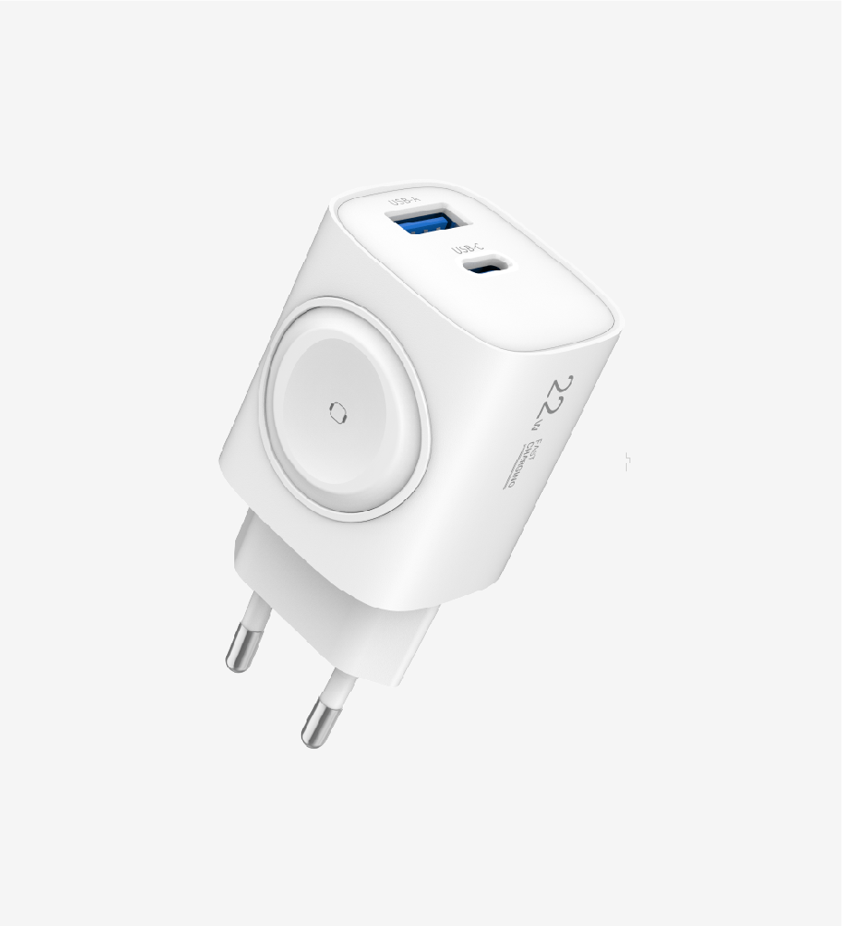 Linktech C320 Safe 22W Çift Portlu Hızlı Şarj Adaptörü + Akıllı Saat Şarj Desteği