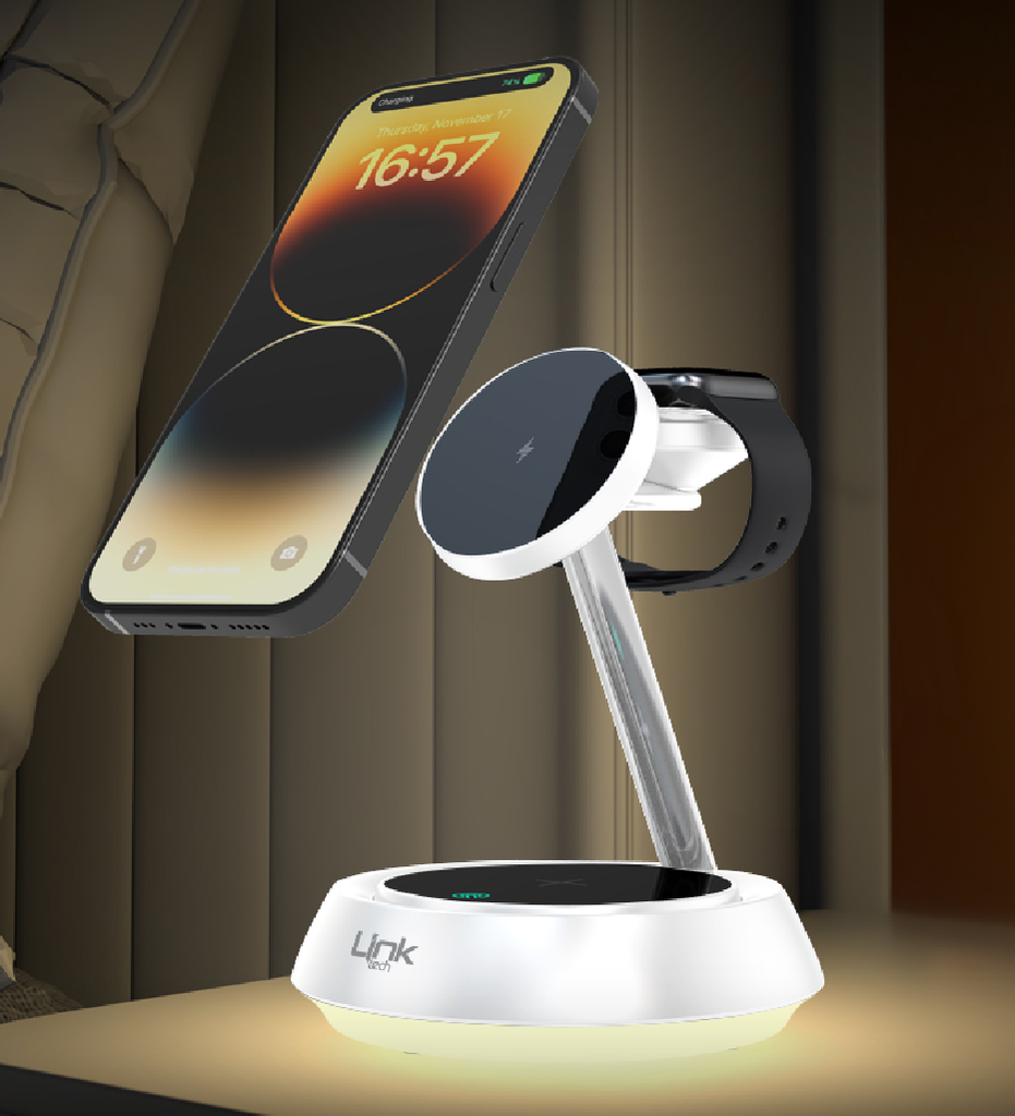 W797 Premium 3’ü 1 Arada Masaüstü Hızlı Wireless Şarj Aletli Telefon Tutacağı