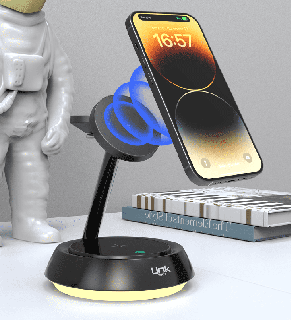 W797 Premium 3’ü 1 Arada Masaüstü Hızlı Wireless Şarj Aletli Telefon Tutacağı
