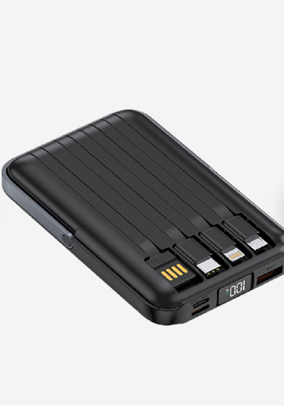 Linktech WF27 Mini LED Ekranlı Kablosuz Şarjlı 10.000 mAh Çoklu Kablolu Powerbank